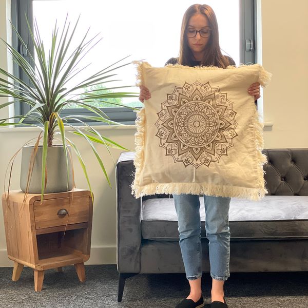 Lotosový Mandala Polštář - 60x60cm -Bronzový