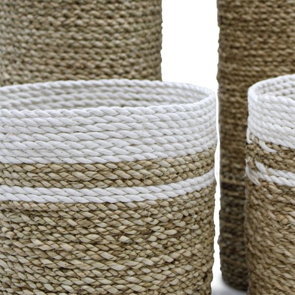 Ensemble en jonc de mer - 2 vases et 2 bacs