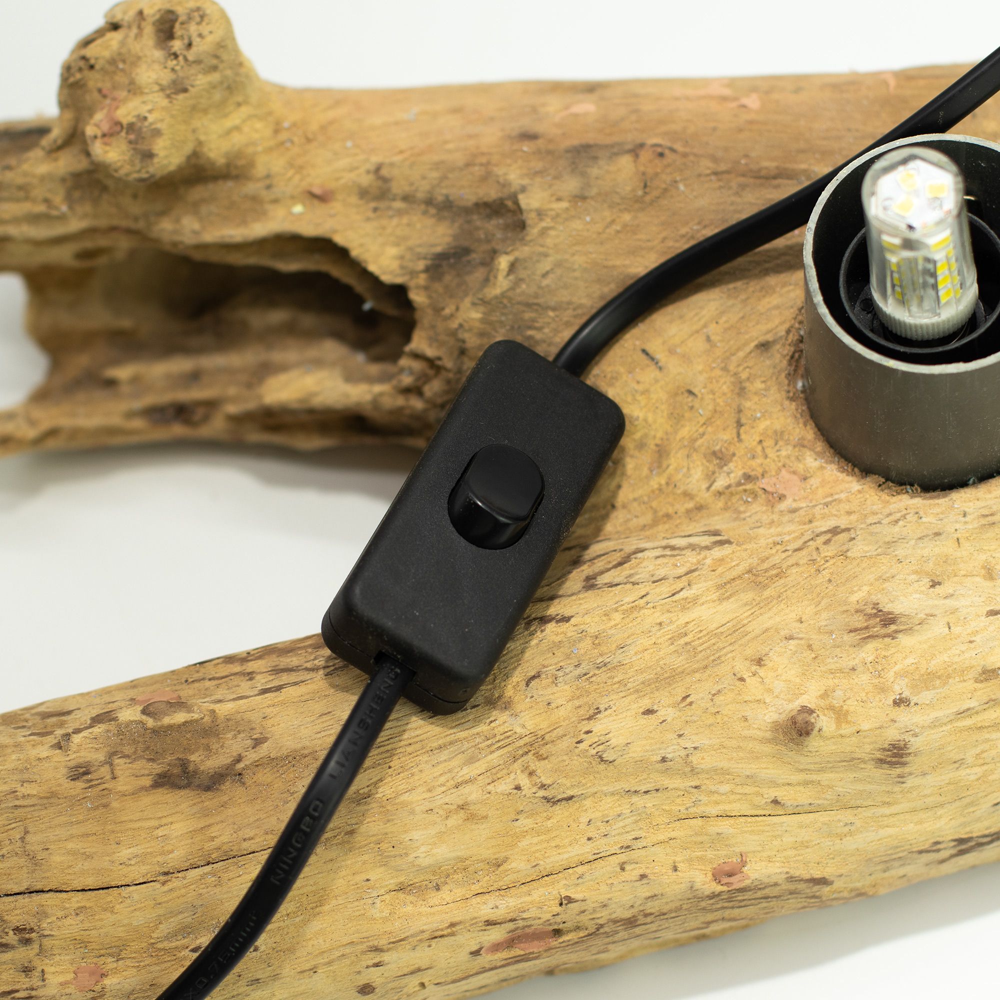 DriftGlow лампа с напукан полумесечен абажур - сив