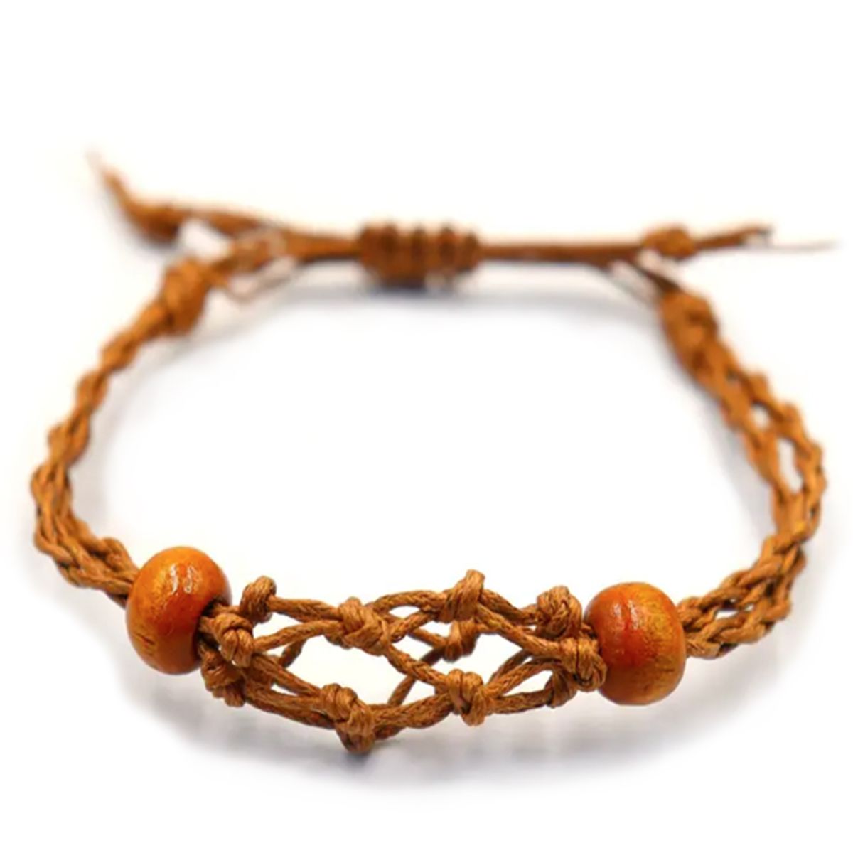 Pulseira de macramé para pedras preciosas 20-28 cm - Castanho