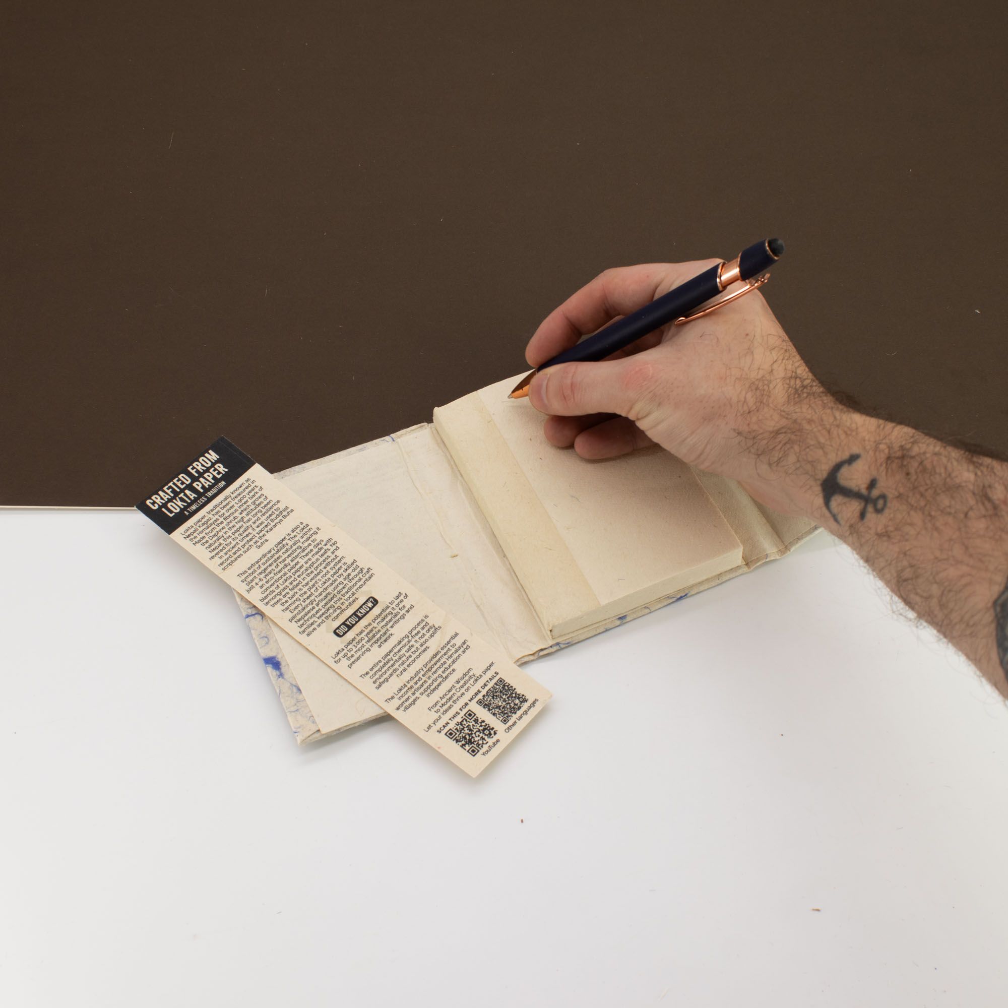 Mini Lokta blandad blå bomull anteckningsbok (12x8cm) 40 sidor