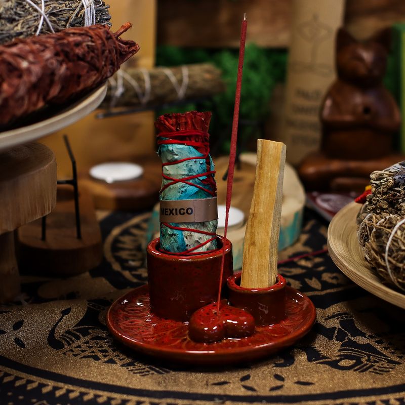 Palo Santo Stick & Smudge Holder - Red with Heart Gloss