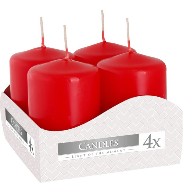 Conjunto de 4 Velas Pilares 40x60mm - Vermelho