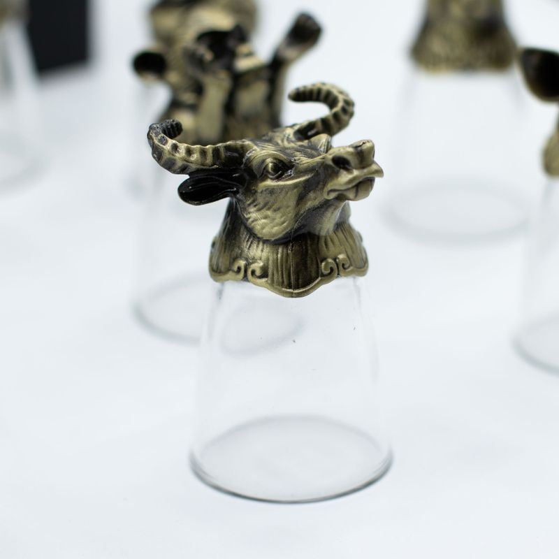 Vasos de chupito Bottom Up (25ml) - Bosque y Criaturas Místicas - Bronce Antiguo