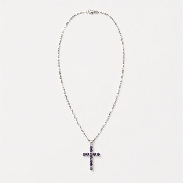 Colgante devocional de la India - Plateado con baño de plata (cadena de 45 cm) - Crucifijo Ionite