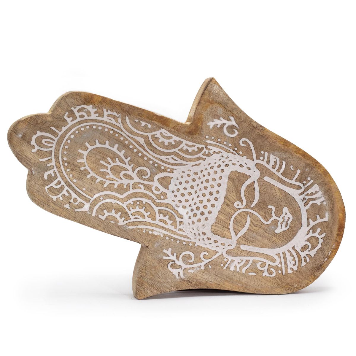 Bandeja larga 30x20,5x2,5 cm - Hamsa com Buda Branco
