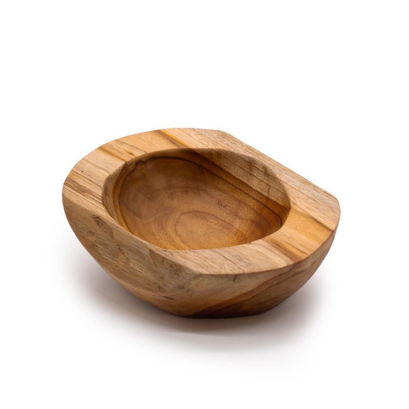 Bol moyen en bois de teck de forme naturelle - 20x7cm