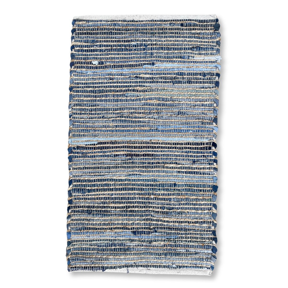Tapete médio de juta de algodão reciclado - 90x150 cm - Azul