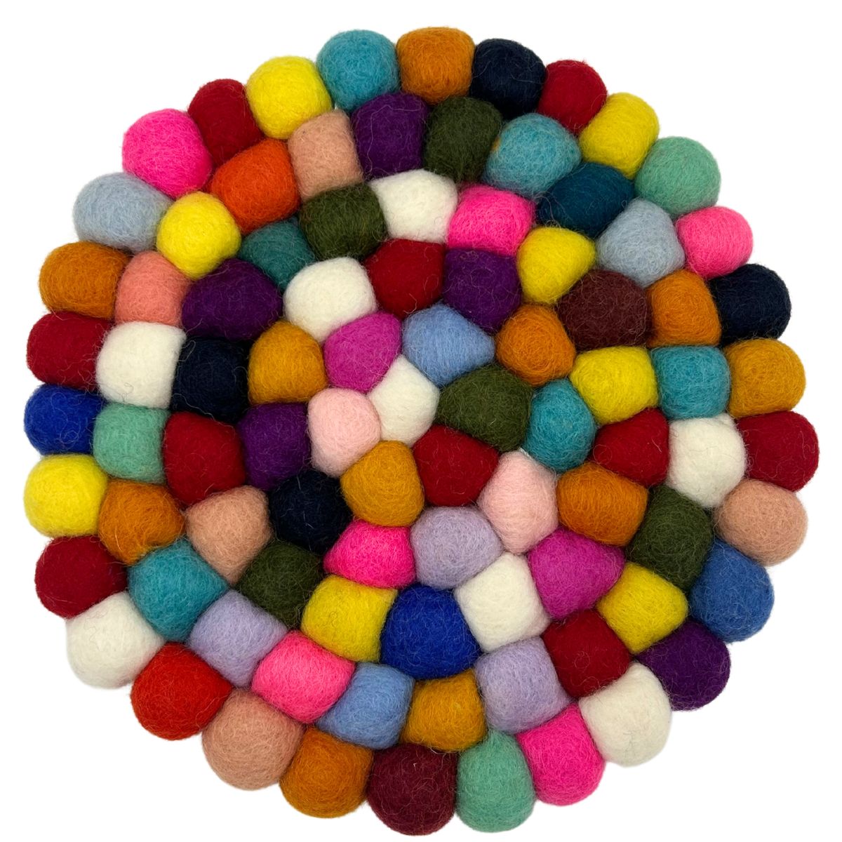 Individual redondo com bolas de feltro - 20 cm multicolorido