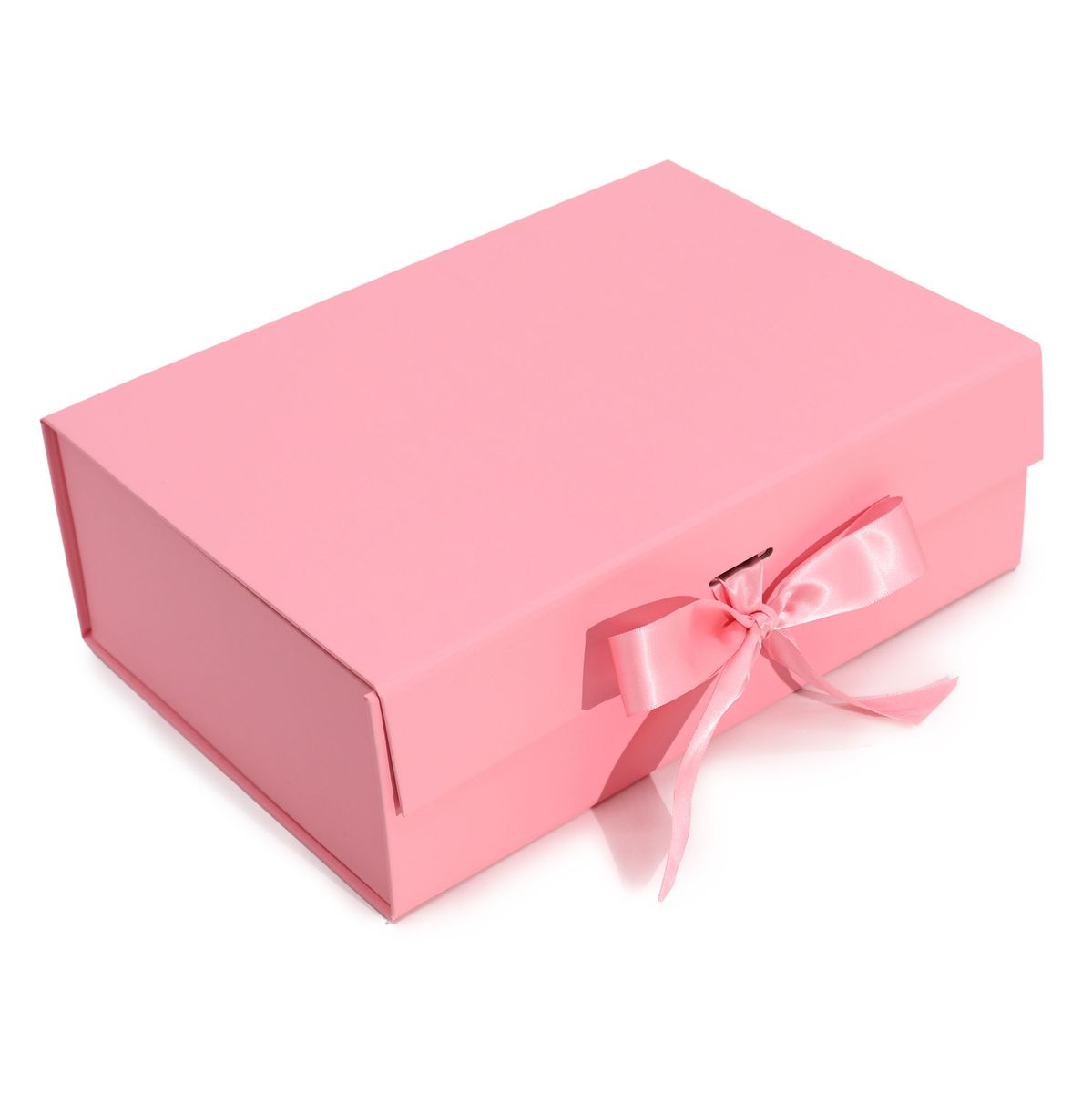 Caixa de presente dobrável com laço 28,2 x 20,2 x 9,2 cm - Rosa