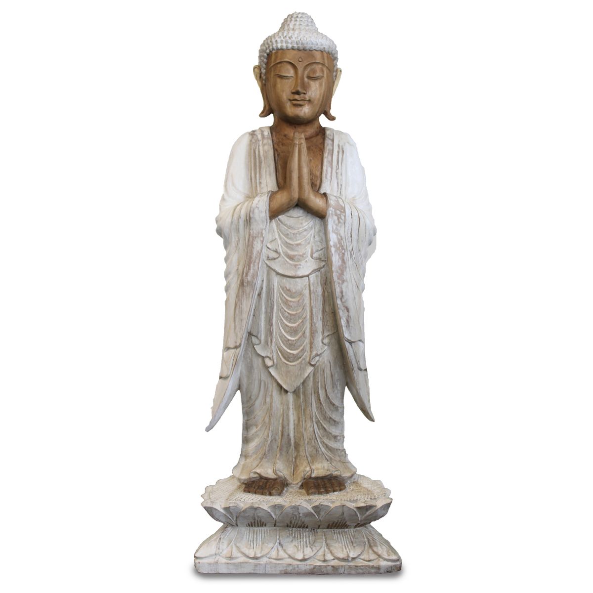 Estátua de Buda em pé - Branqueada - 1 m Bem-vindo