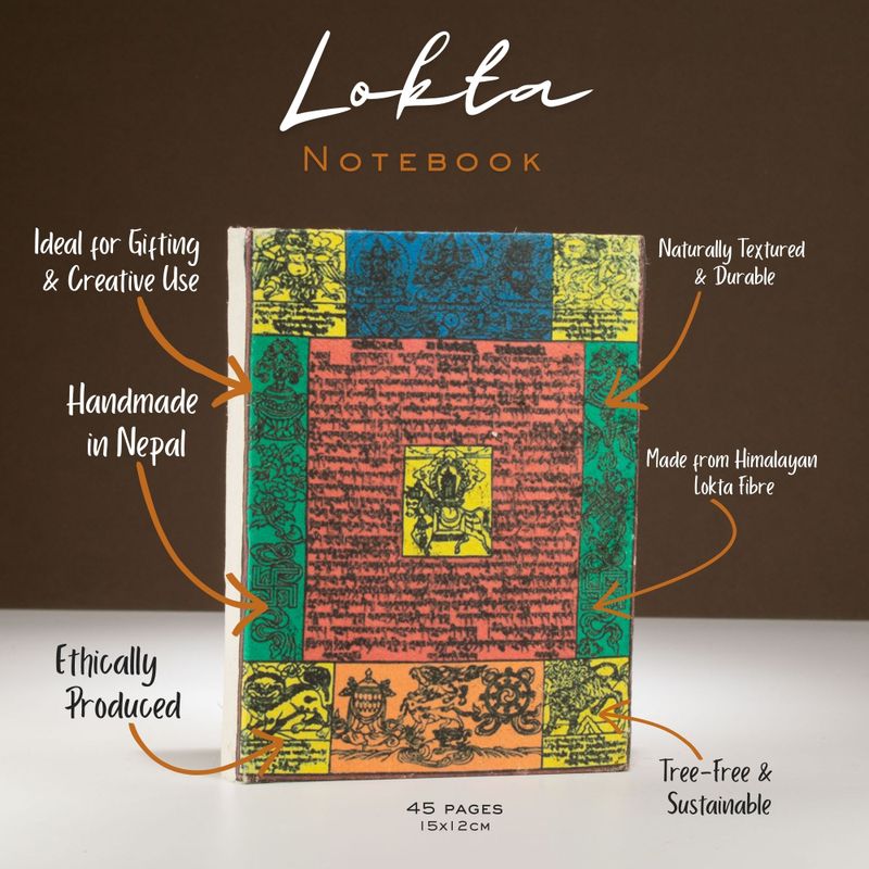 Med Lokta Traditional Prayer Flag Notebook (15x12cm) - 45 leafs - Natural