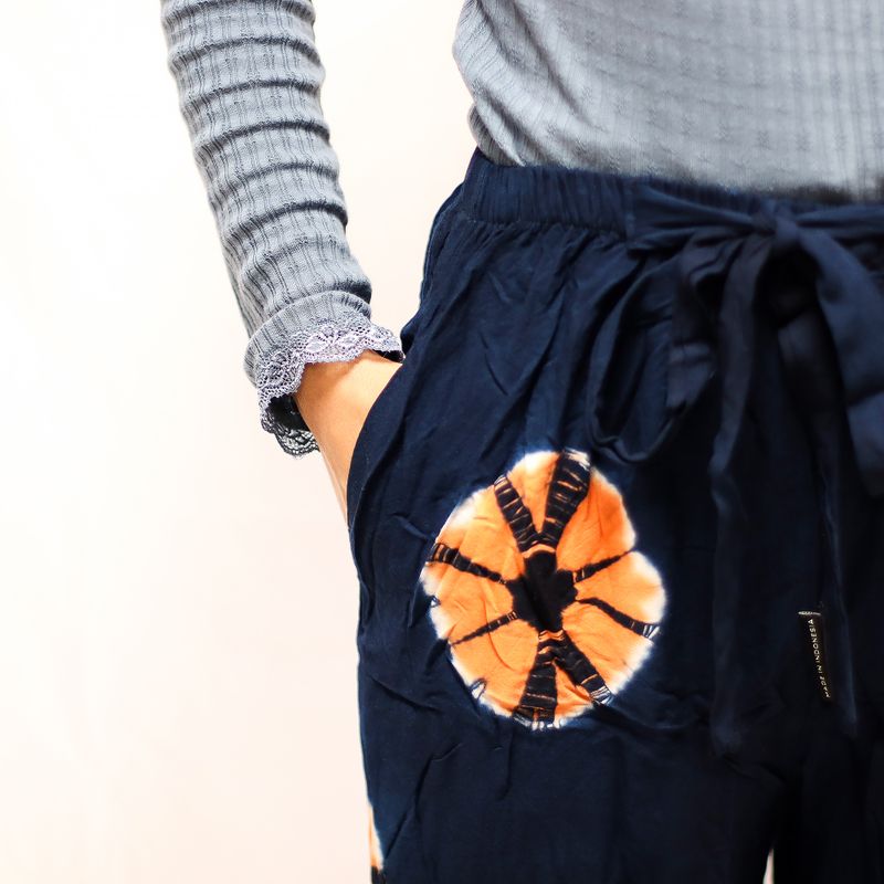 Japanese Style Lounge Pants - Large -Blue, Orange