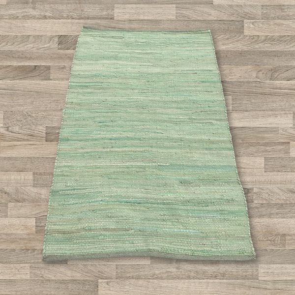 Малий Індійський Килимок Ручної Роботи (Бавовна) 50x90 см - Аквамариновий