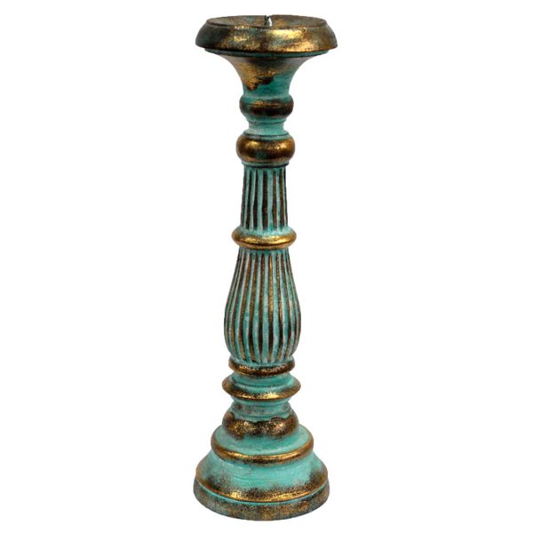 Soporte de vela grande - Turquois Gold