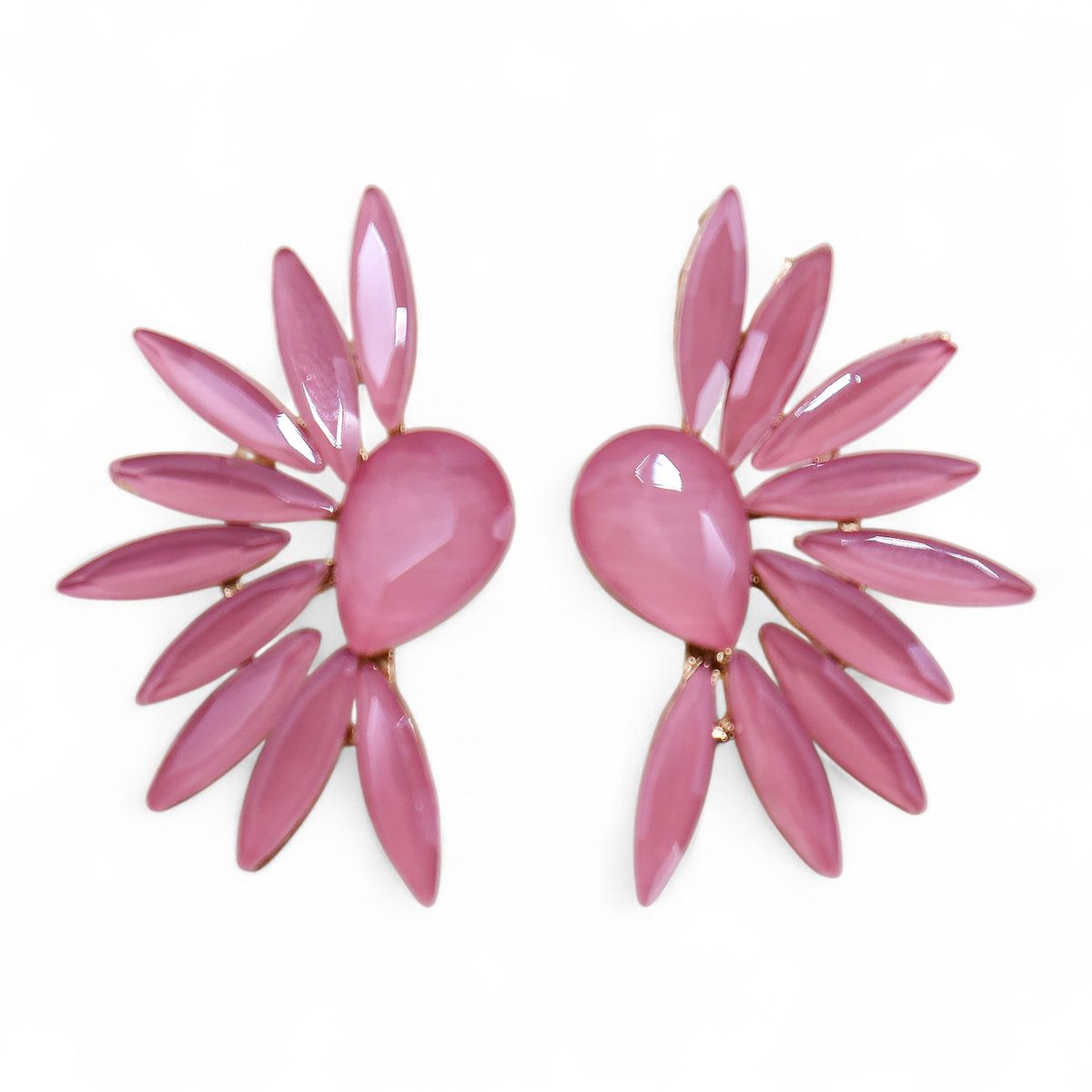 Brincos de Cristal Vintage - Asas de Anjo - Quartzo Rosa