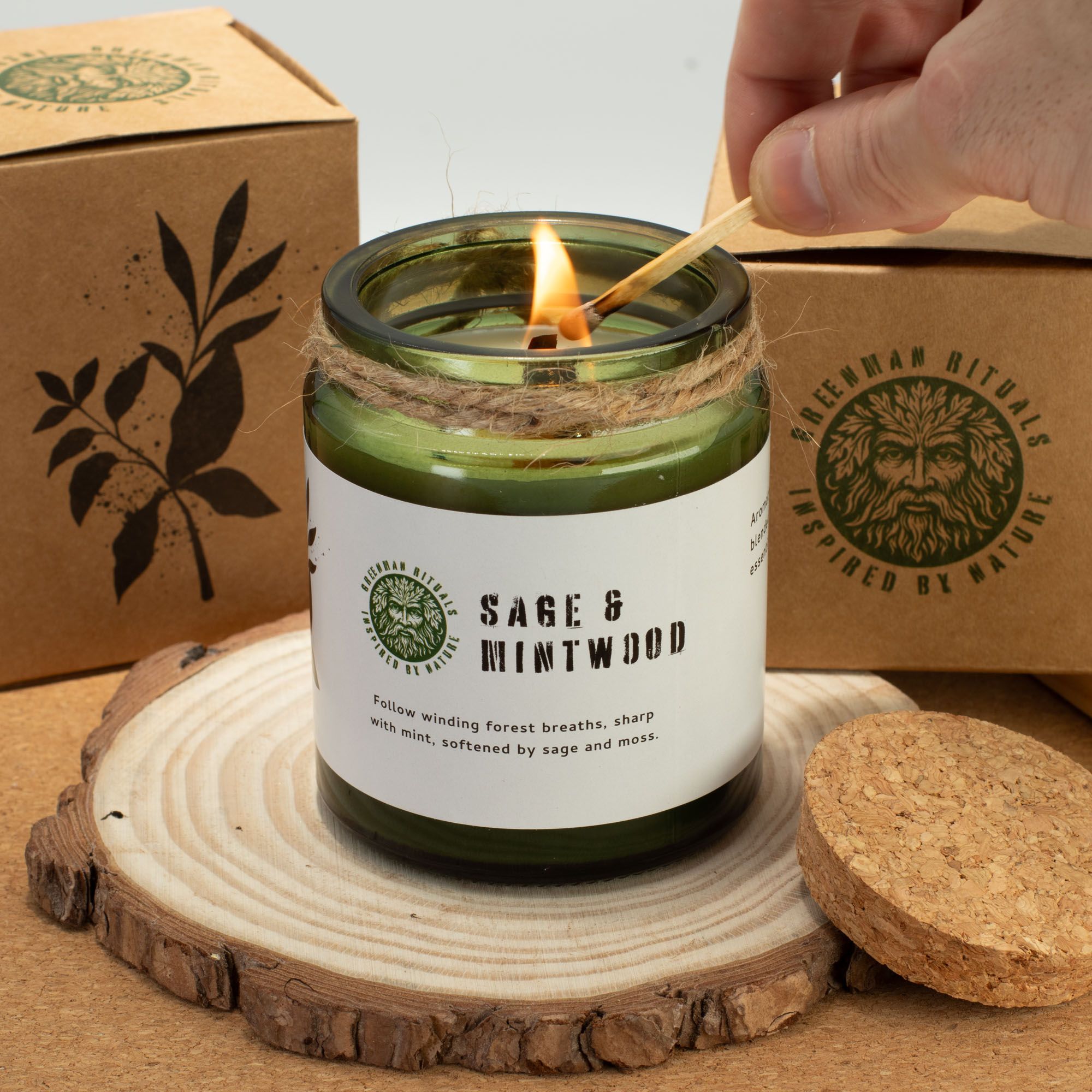 Greenman Woodwick Soy Candle - Ash & Woodsmoke