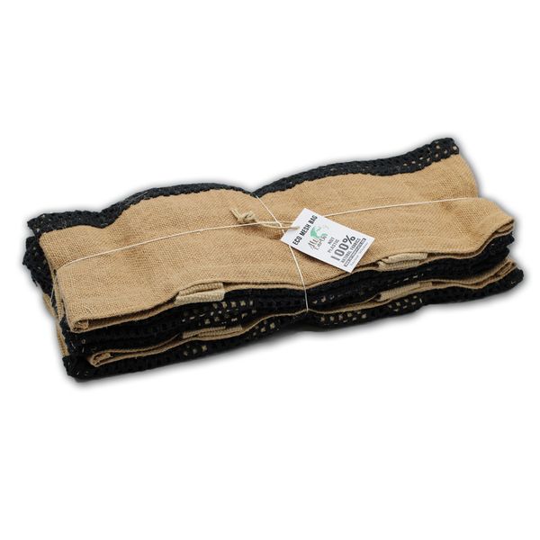 Sac filet pur jute doux et filet en coton - Noir