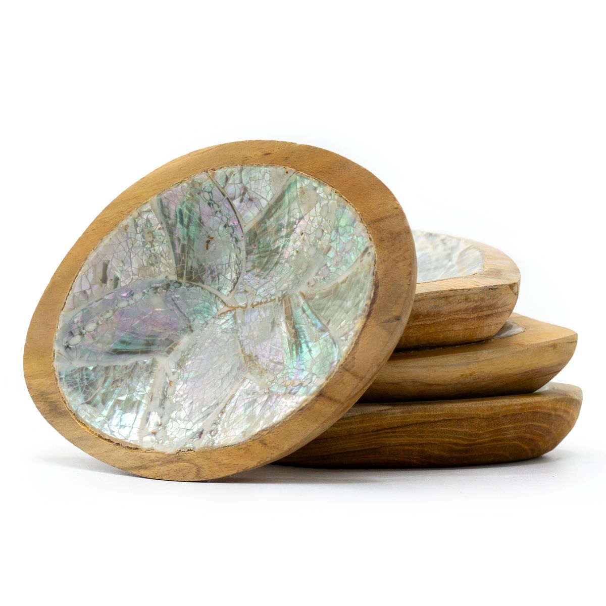 Conjunto de 4 mini taças de madeira de teca (sortido)