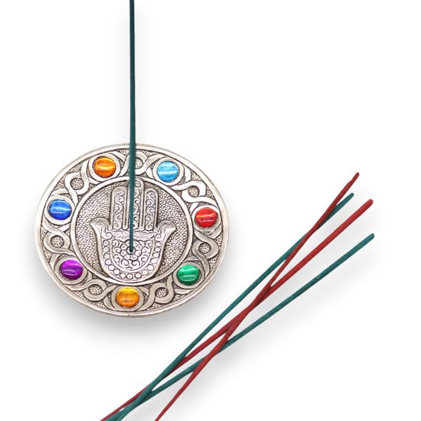 Porte-encens Hamsa des 7 chakras 11,5cm