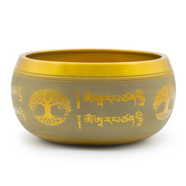 Gran cuenco tibetano de aluminio - Buda del Árbol de la Vida - color cobre (19cm)