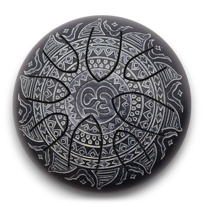 Tambour Tongue Drum en Acier OM Mandala Gravé - 16 cm
