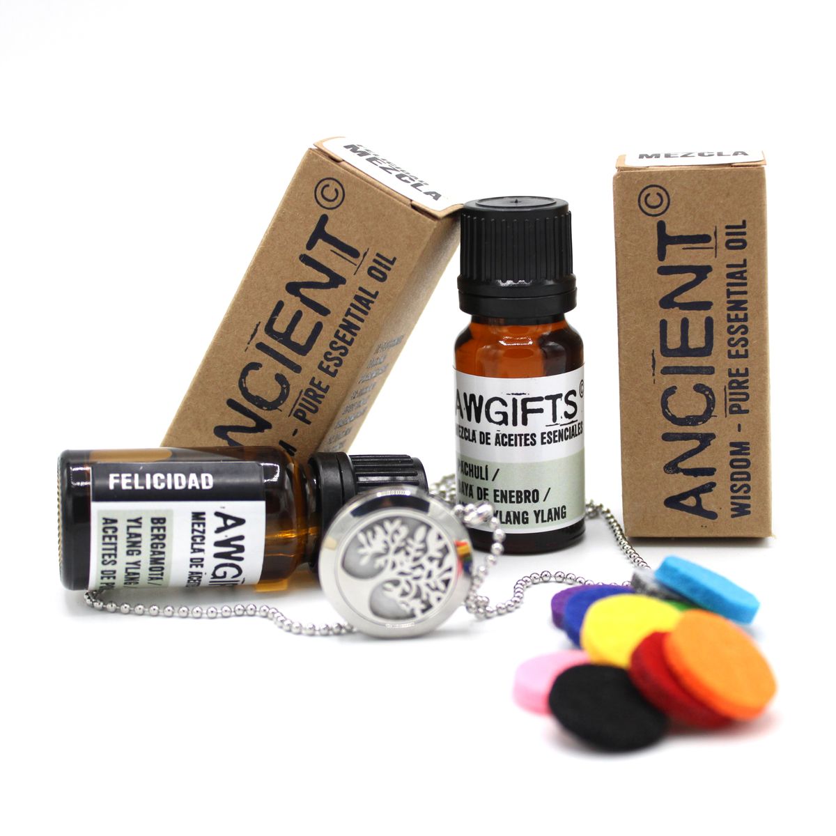 Conjunto de colar difusor e misturas de óleos essenciais