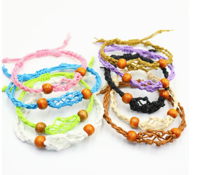 Pulseiras em Cordão Macramé para Pedras Preciosas 20-28cm - Pack (5 de cada cor)