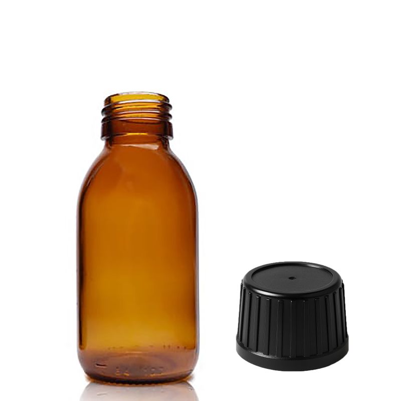 100ml Jantarová Skleněná Lékovka - Bez Uzávěru