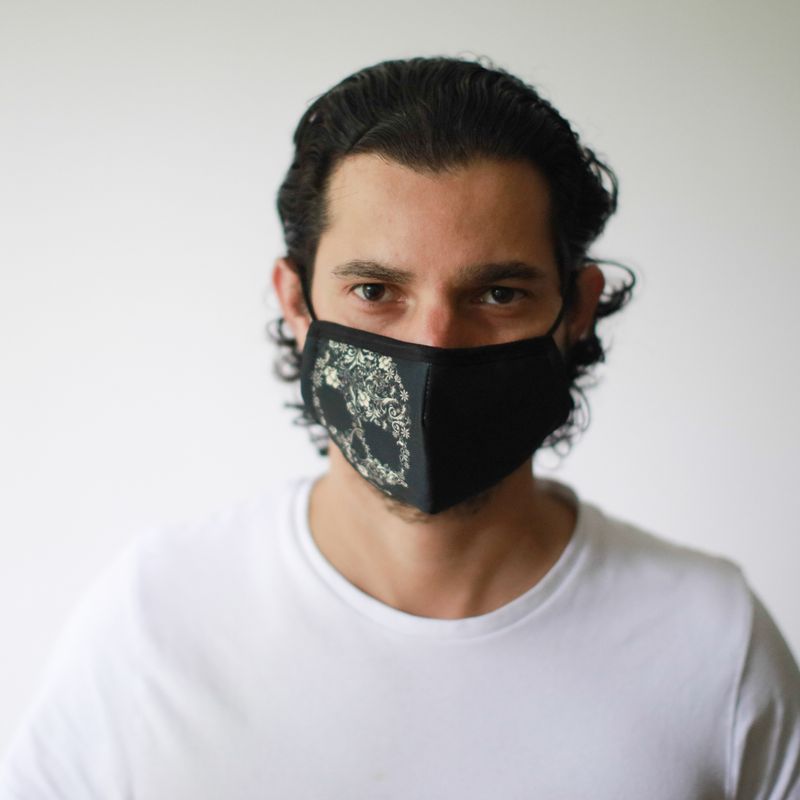 Masques Personnalisés en Tissu Adulte - Fleur et Crâne