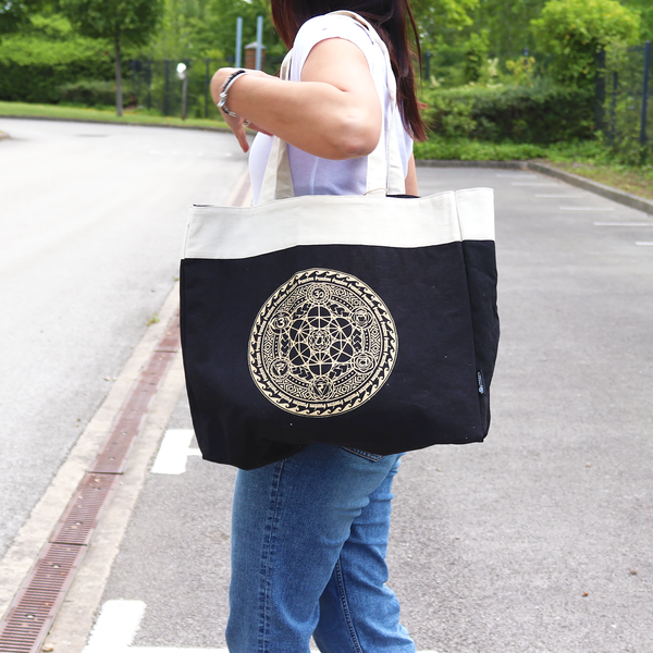 Голяма Tote торба шоколадово каменно пране 14oz - Freedom Chakra