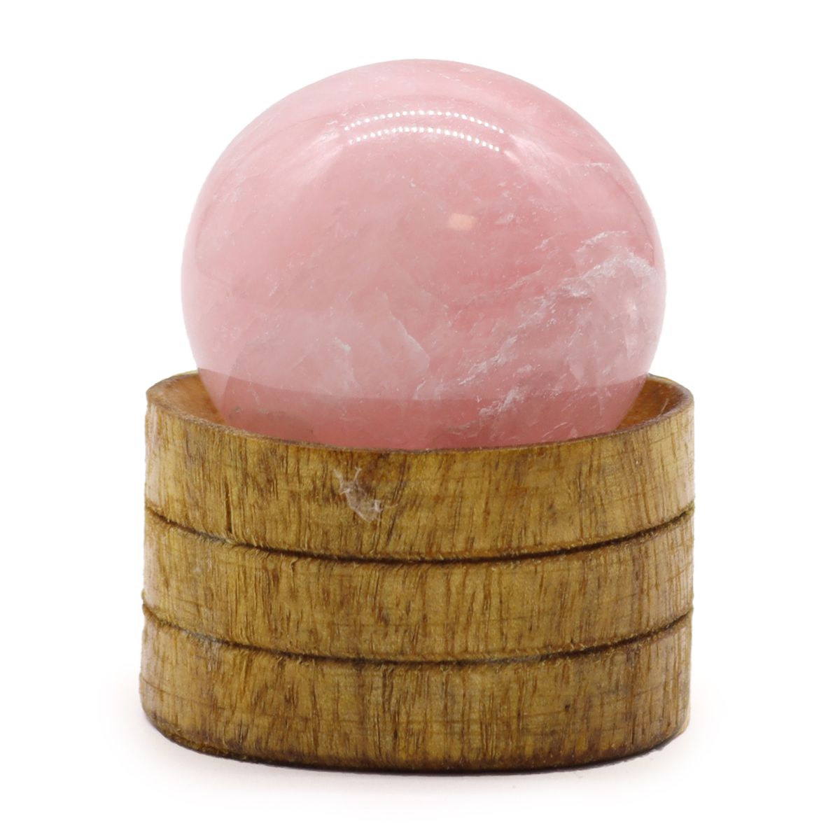 Esfera de cristal de quartzo rosa de 40 mm com suporte