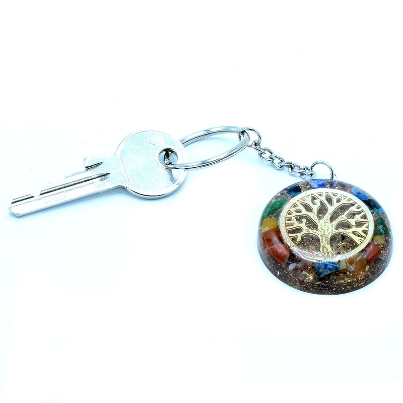 Porte-Clés Orgonite - Gemmes Chakra Arbre de la Vie
