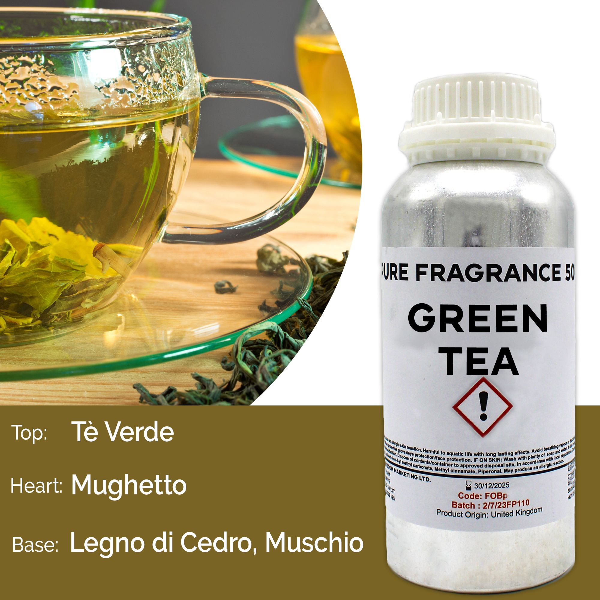 Óleo de Fragrância Puro de Chá Verde - 500 ml