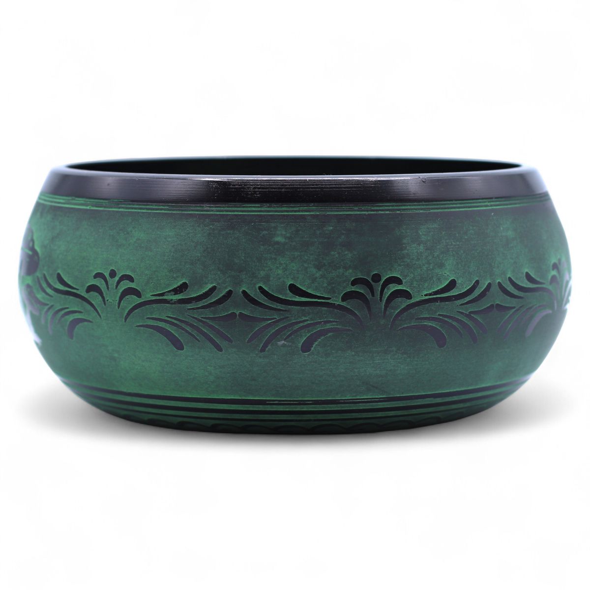 Taça tibetana de canto em forma de cogumelo - Verde musgo (23x10,5 cm, 1,3 kg)