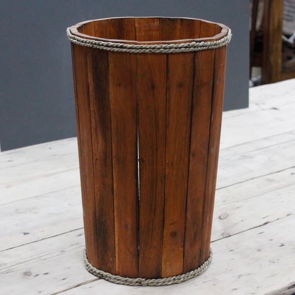 Grande Panière Nautique en Bois - Marron 45x32cm