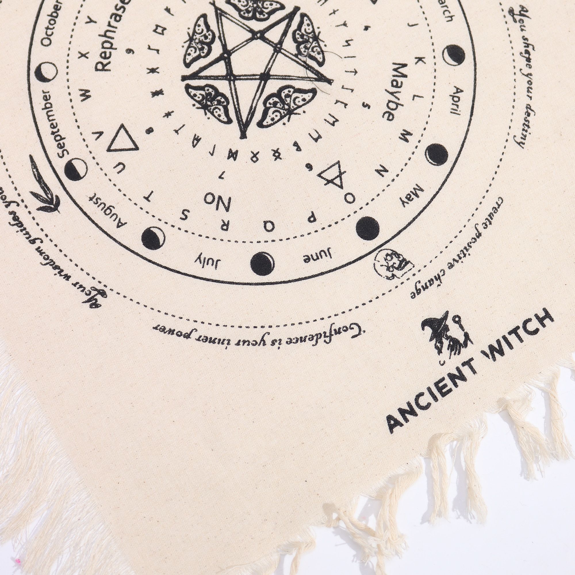 Mistični moljac – tkanina za proricanje s viskom – prirodna & crna