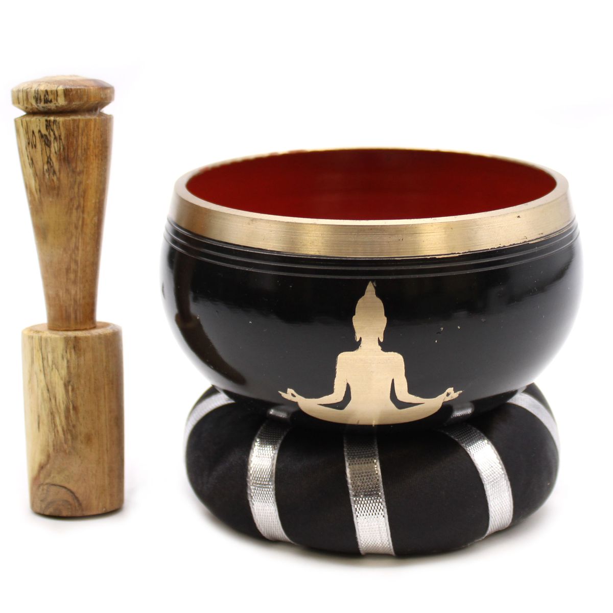 Conjunto de Taças Tibetanas - Buda - Preto/Laranja 10,7 cm