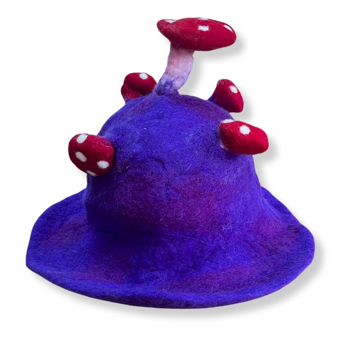 Chapéu de feltro em forma de cogumelo - Violeta intenso