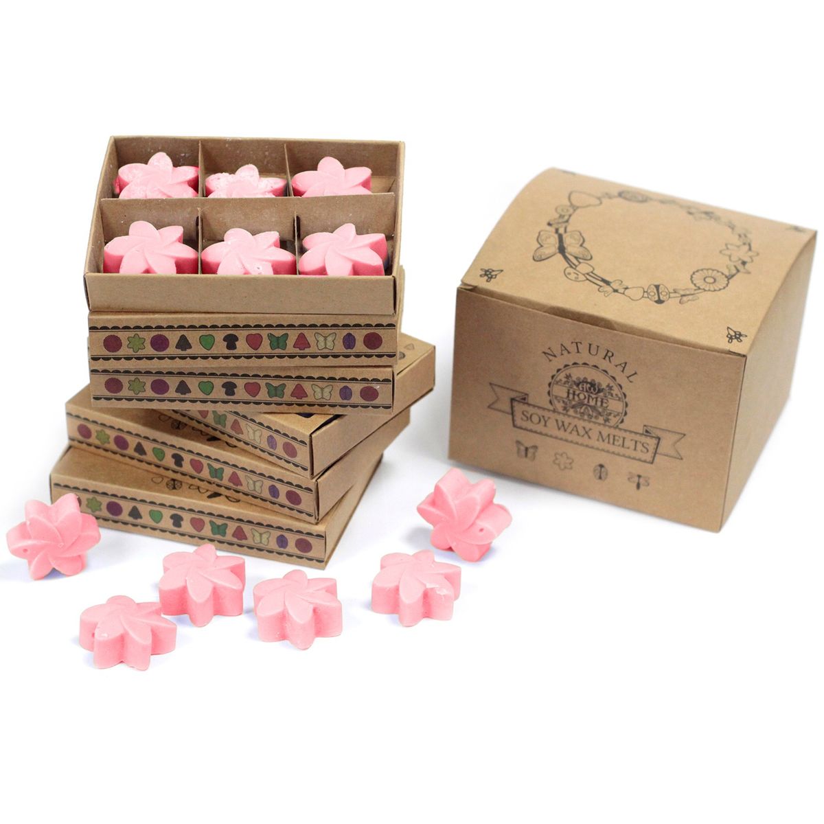 Caixa de 6 velas de soja - Rosa clássica