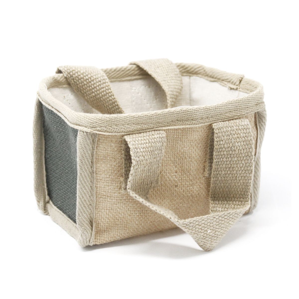 Cesto pequeno de juta - 16x10x12 cm - Cinza