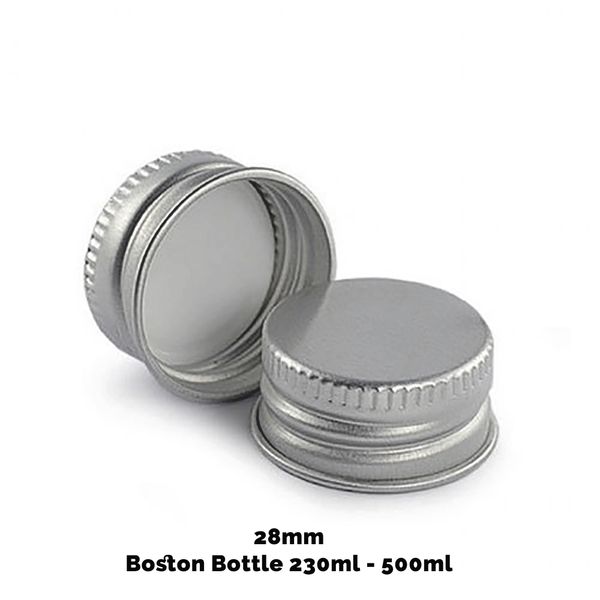 Čep za Jantarnu Boston Bocu (230ml i 500ml) – Aluminijska Srebrna 28mm
