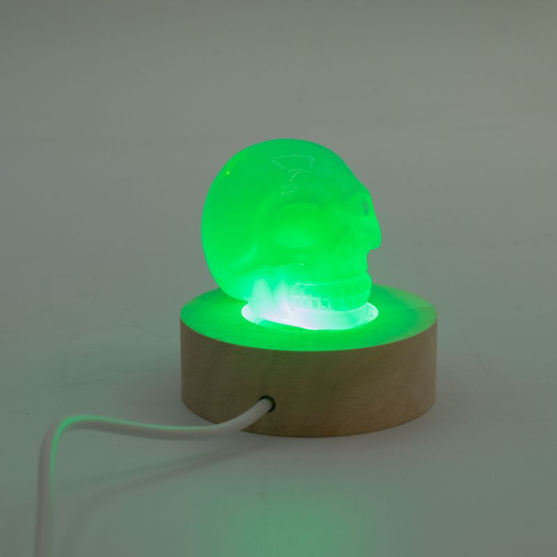 Дерев'яна LED-підставка з USB Кругла 6 см  - Багатокольорове Світло