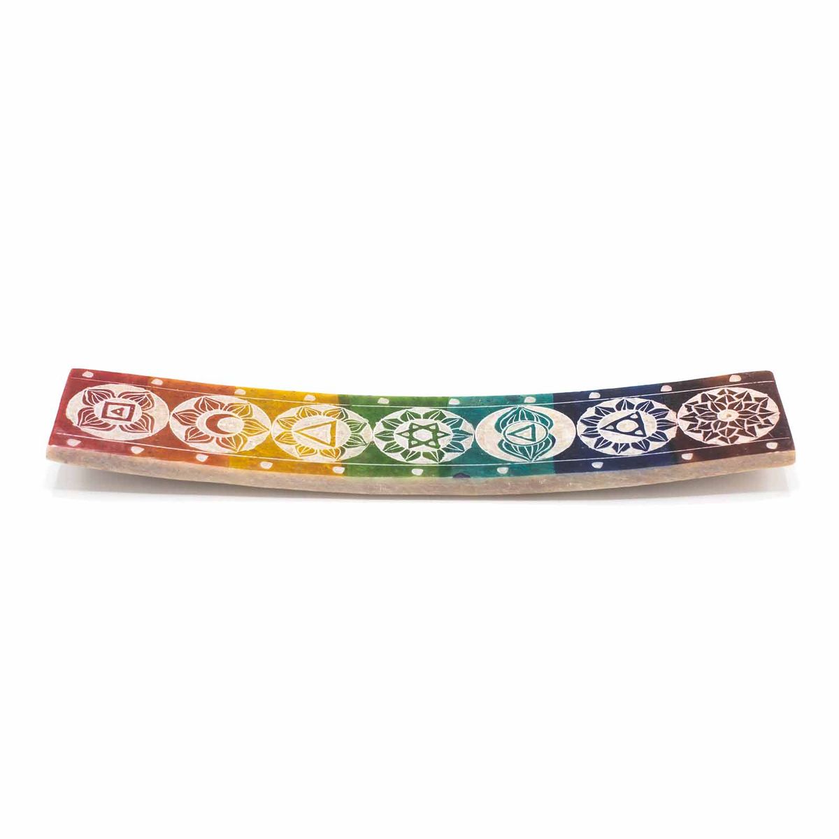Porta-incenso de esteatita dos Sete Chakras - 26x5 cm