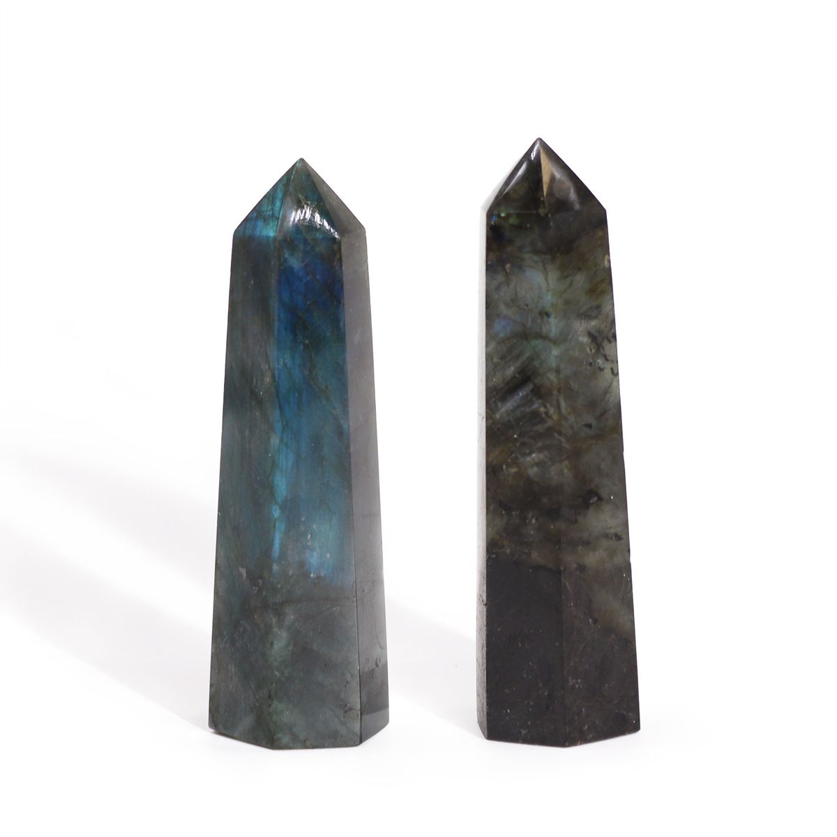 Pontas de labradorita de Madagáscar (aprox. 63-93 g, 80x90 mm)