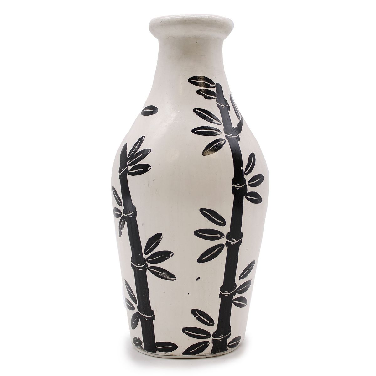 Vaso de cerâmica com motivo de bambu - Natural