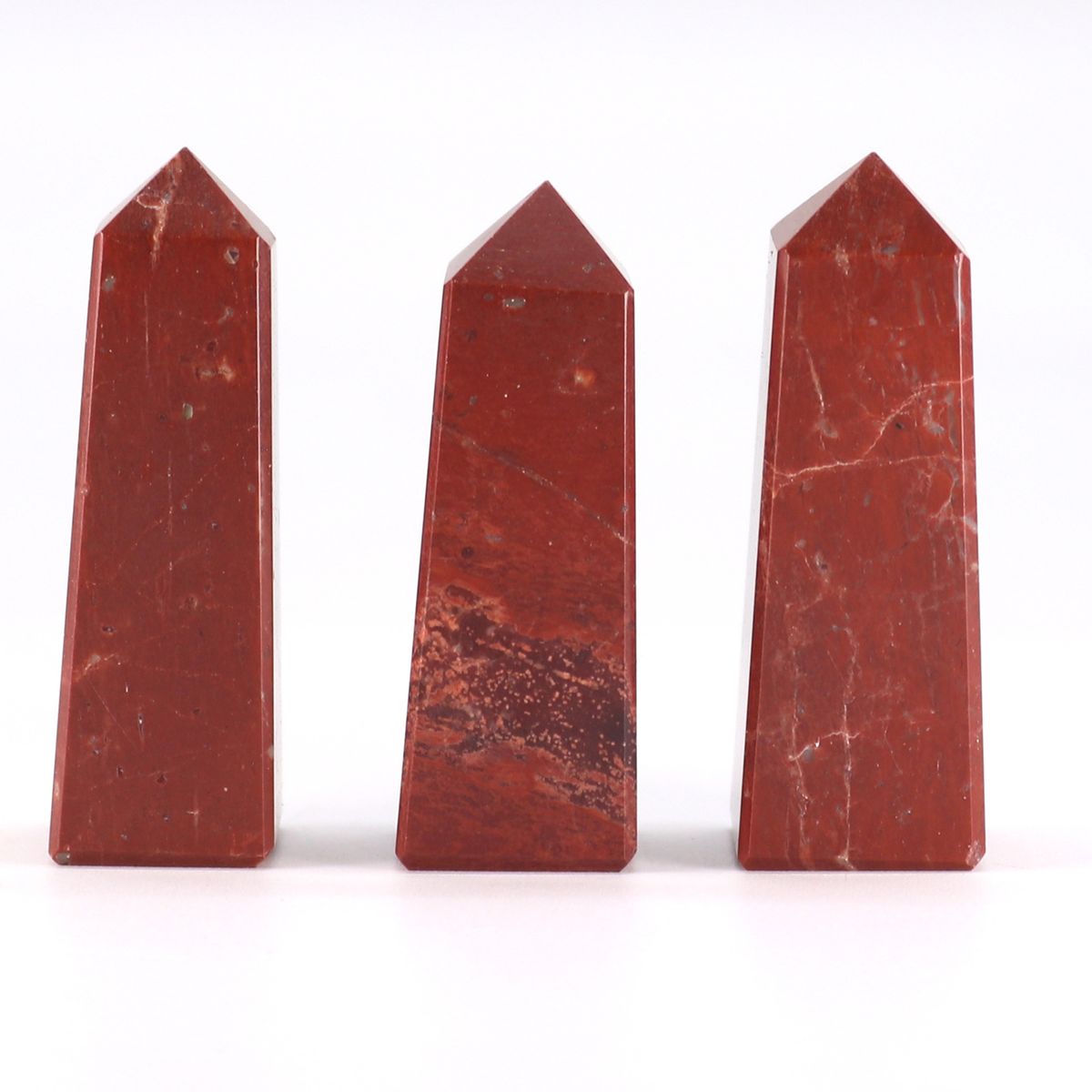 Pontas de obelisco de pedras preciosas com perto de 5 cm - jaspe vermelho