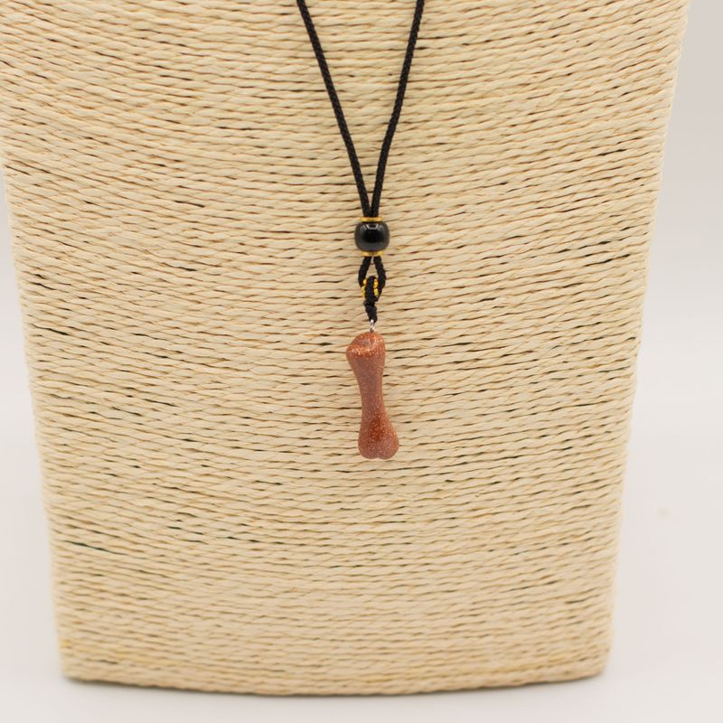 Cord Necklace Gemstone Pendants - Goldstone Bone