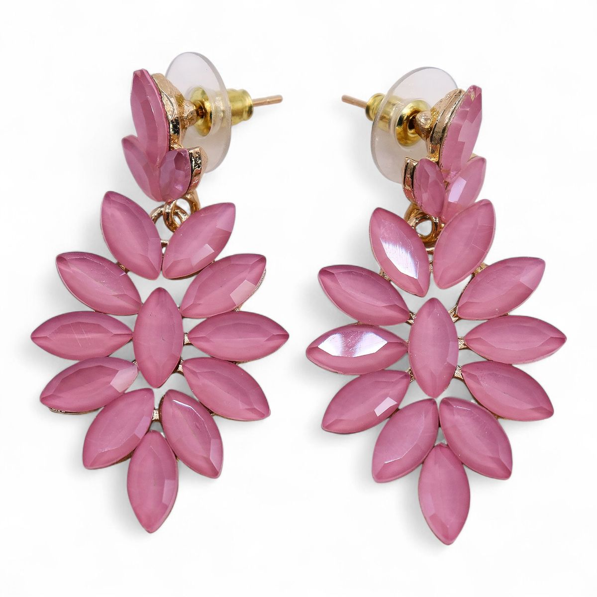 Brincos de Cristal Vintage - Longos - Quartzo Rosa