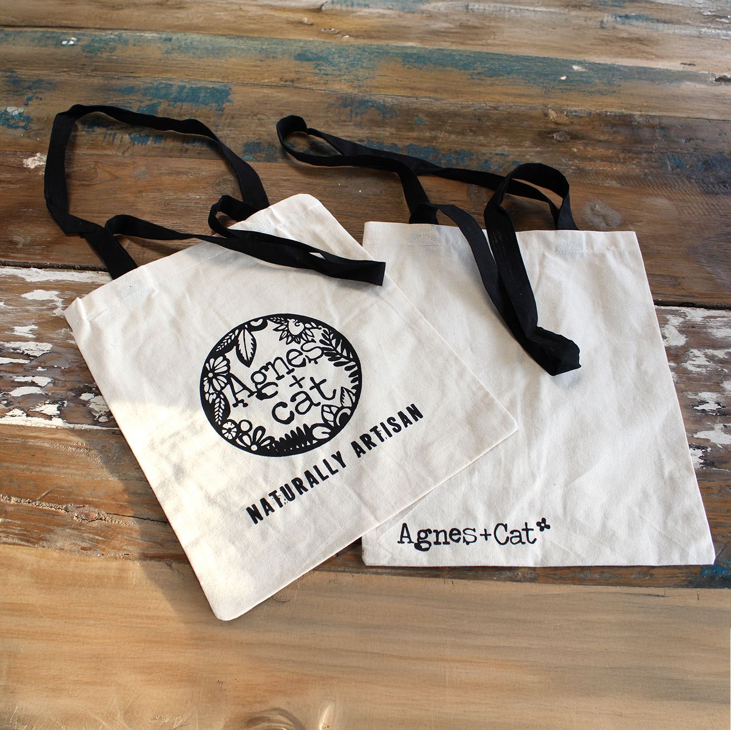 Agnes and Cat Памучна чанта 6 унции - 35x30 см - Naturally Artisan